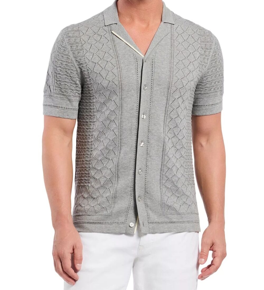 ROBERT GRAHAM Button Up Shirt Mens Medium Grey Knit Classic Fit DELMAR $178
